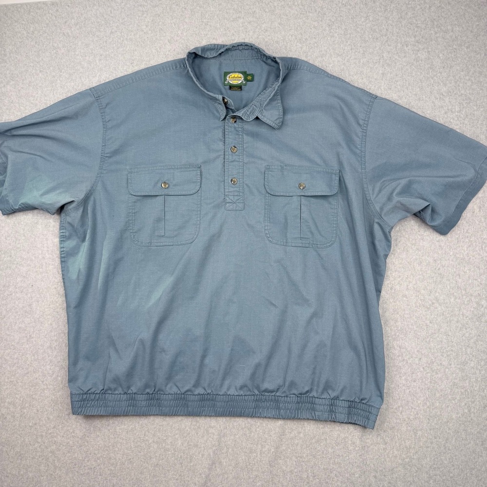 Cabelas Outdoor Gear Mens 3XL Blue Short Sleeve Pullover Elastic Waist Shirt